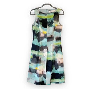 Lela Rose Water Color‎ Abstract Sheath Dress Women’s Size 10 Spring Wedding Silk